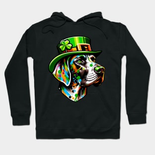 Lively German Shorthaired Pointer Enjoys Saint Patrick's Day Hoodie